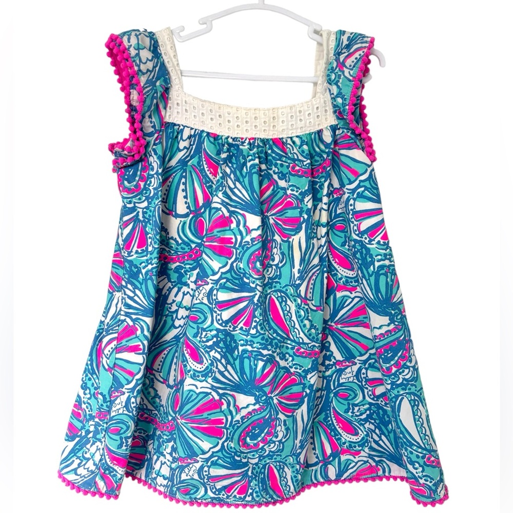 Vibrant Sleeveless Dress with Pom-Pom Trim